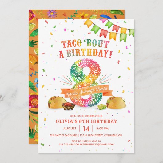 Invitation au 8e anniversaire du fiesta (Devant / Derrière)