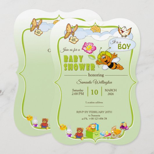 invitation au baby shower (Devant / Derrière)