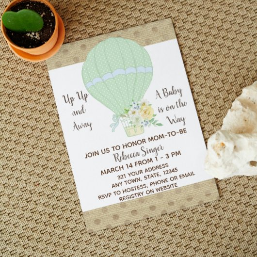 Invitation au Baby shower à ballon à air chaud