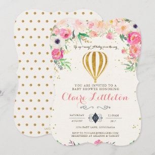 Invitation au Baby shower à ballon à air chaud