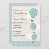 Invitation au Baby shower à ballon à air chaud (bl (Devant / Derrière)