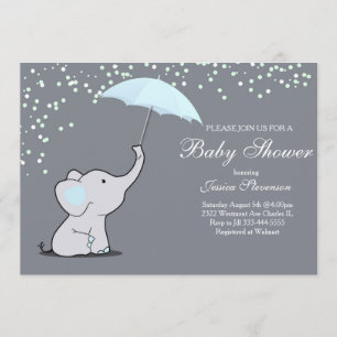 Invitation au baby shower à l'éléphant-parapluie