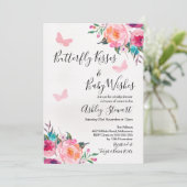 Invitation au Baby shower à papillons floraux (Debout devant)