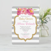 invitation au baby shower à rayures blanches de co (Debout devant)