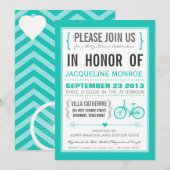 Invitation au Baby shower à vélo à la mode Chevron (Devant / Derrière)