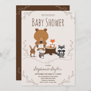 Invitation au Baby shower animal des bois