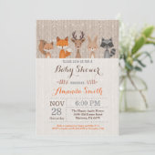Invitation au Baby shower animal des bois d'hiver (Debout devant)