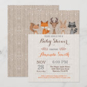 Invitation au Baby shower animal des bois d'hiver (Devant / Derrière)
