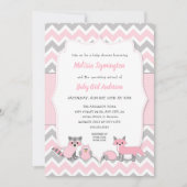 Invitation au baby shower animal en bois rose (Devant)