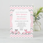 Invitation au baby shower animal en bois rose (Debout devant)