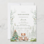 Invitation au Baby shower animal forestier (Devant)