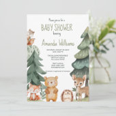 Invitation au baby shower animal forestier (Debout devant)