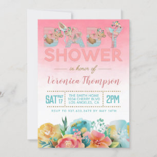 Invitation au Baby shower animal mignon