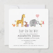 Invitation au Baby shower animal mignon (Devant)
