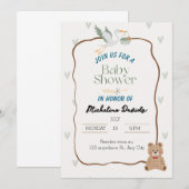 Invitation au Baby shower animal mignon (Devant / Derrière)