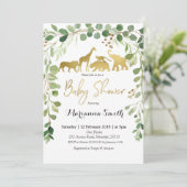 Invitation au Baby shower animalier Safari de verd (Debout devant)