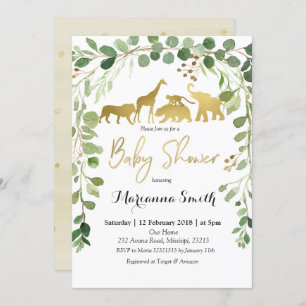 Invitation au Baby shower animalier Safari de verd