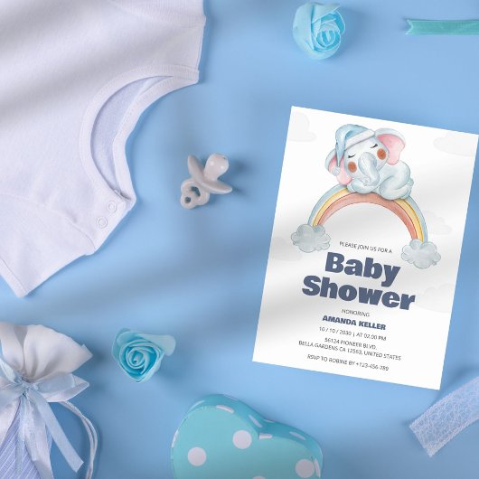 Invitation au Baby shower arc-en-ciel
