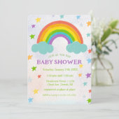Invitation au Baby shower arc-en-ciel (Debout devant)