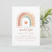 Invitation au Baby shower arc-en-ciel Boho - Eau t (Debout devant)