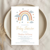 Invitation au Baby shower arc-en-ciel neutre