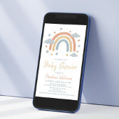 Invitation au Baby shower arc-en-ciel neutre