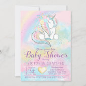 Invitation au Baby shower arc-en-ciel Unicorn (Devant)
