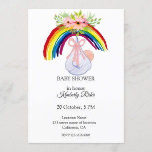 Invitation au Baby shower arc-en-ciel Watercolor