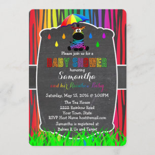 Invitation au Baby shower arc-en-ciel Zebra