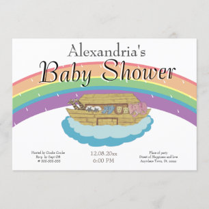Invitation au Baby shower Arche de Retro Rainbow N
