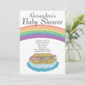 Invitation au Baby shower Arche Retro Rainbow Noah (Debout devant)
