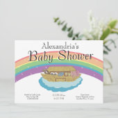 Invitation au Baby shower Arche Retro Rainbow Noah (Debout devant)