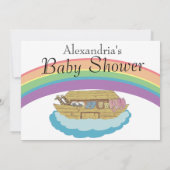 Invitation au Baby shower Arche Retro Rainbow Noah (Dos)