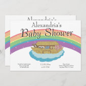 Invitation au Baby shower Arche Retro Rainbow Noah (Devant / Derrière)