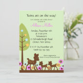 Invitation au Baby shower Baby Deer TWINS (Debout devant)