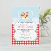 Invitation au Baby shower Barnyard Rooster (Debout devant)