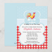 Invitation au Baby shower Barnyard Rooster (Devant / Derrière)