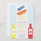 Invitation au Baby shower BBQ de Blue Chevron Hotd (Devant)