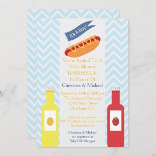 Invitation au Baby shower BBQ de Blue Chevron Hotd