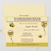 Invitation au Baby shower BEE - Cute as can "bee" (Devant / Derrière)