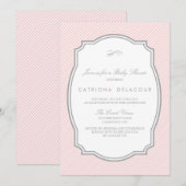 INVITATION AU BABY SHOWER BLANC ET GRIS (Devant / Derrière)