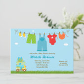 Invitation au Baby shower bleu (Debout devant)
