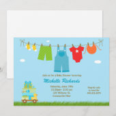 Invitation au Baby shower bleu (Devant / Derrière)