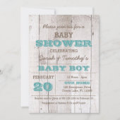 Invitation au Baby shower bleu blanc (Devant)