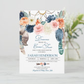 Invitation au Baby shower bleu Boho Dreamcatcher (Debout devant)