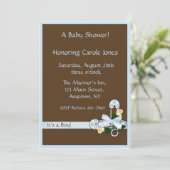 Invitation au Baby shower bleu Brown (Debout devant)