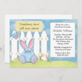 Invitation au Baby shower Bleu Bunny (Devant / Derrière)