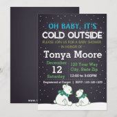 Invitation au Baby shower bleu de l'ours polaire (Devant / Derrière)