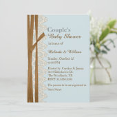 Invitation au Baby shower Bleu d'Oeuf Robins (Debout devant)