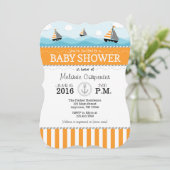 Invitation au Baby shower bleu orange (Debout devant)